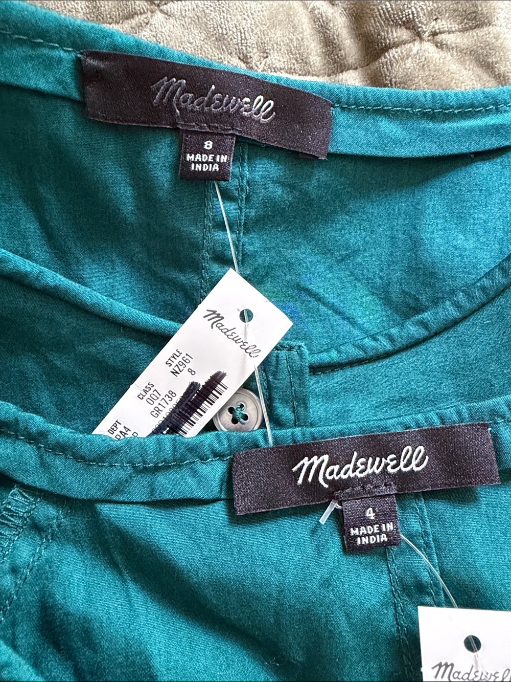 Madewell Sculptural-Sleeve Pleated Mini Shirt Dress Teal Green fit and flare - Picture 10 of 12